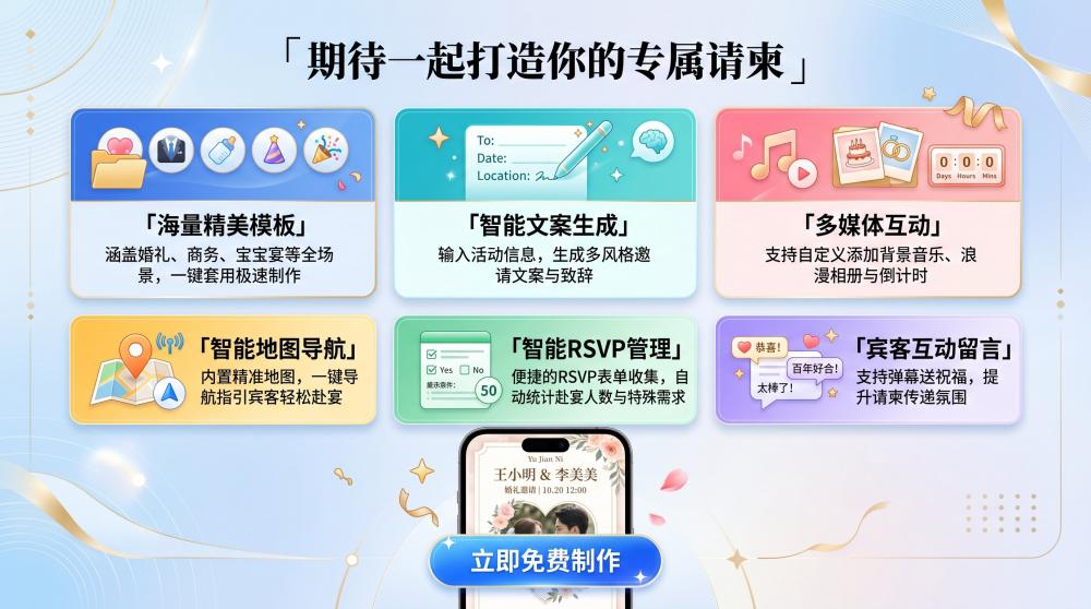 零设计基础也能做高级婚礼请柬！3分钟搞定专属电子请帖